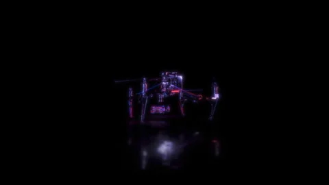 Render 3D animation of the model quadcopter on a black background future Stock Footage 249445858
