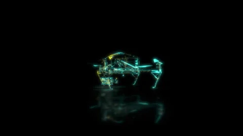 Render 3D animation of the model quadcopter on a black background future Stock Footage 249445926