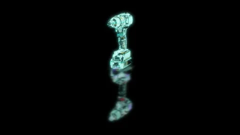 Render 3D animation of the model screwdriver on a black background future Stock Footage 252281693