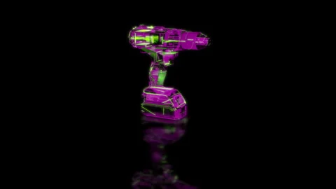 Render 3D animation of the model screwdriver on a black background future Stock Footage 252386450
