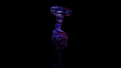Render 3D animation of the model screwdriver on a black background future Stock Footage 252722986