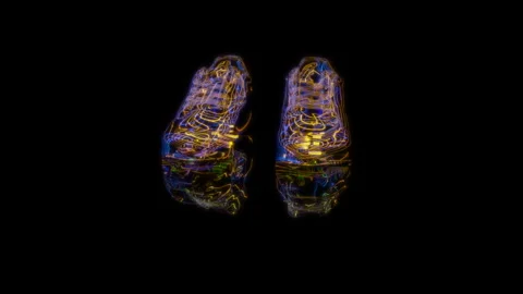 Render 3D animation, model shoes in a pot on a black background Stock Footage 255274415