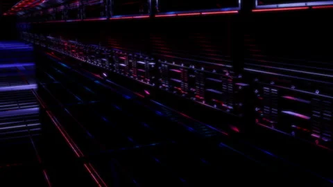 Render 3D animation of the model space corridor on a black background future Stock Footage 252721223