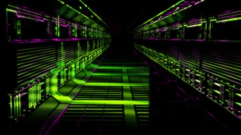 Render 3D animation of the model space corridor on a black background future Stock Footage 252721447