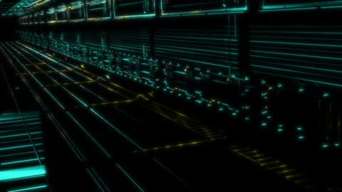Render 3D animation, model space corridor on a black background future Stock Footage 252983934