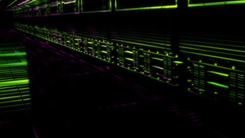 Render 3D animation, model space corridor on a black background future Stock Footage 253209287