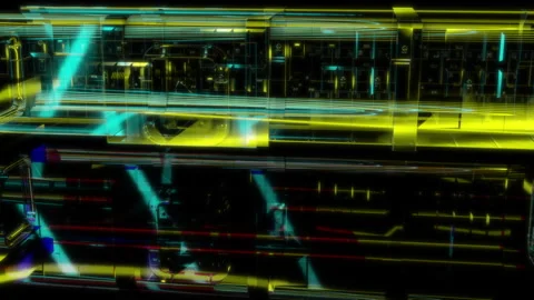 Render 3D animation, model space corridor in a pot on a black background Stock Footage 255128136