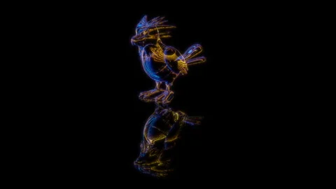 Render 3D animation, model sparrow in a pot on a black background Stock Footage 255275303