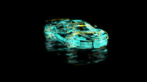 Render 3D animation of the model sportcar on a black background future Stock Footage 249444521