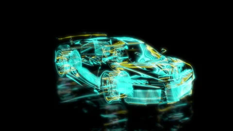 Render 3D animation of the model sportcar on a black background future Stock Footage 249444591