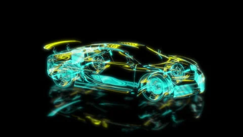 Render 3D animation of the model sportcar on a black background future Stock Footage 249444647