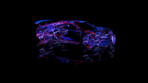 Render 3D animation of the model sportcar on a black background future Stock Footage 249444708