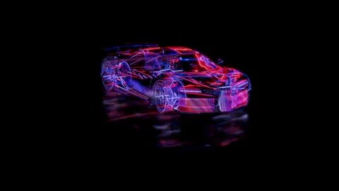 Render 3D animation of the model sportcar on a black background future Stock Footage 249444756