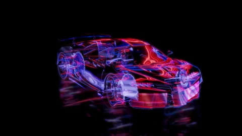 Render 3D animation of the model sportcar on a black background future Stock Footage 249444820