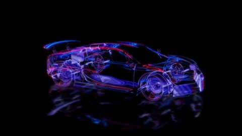 Render 3D animation of the model sportcar on a black background future Stock Footage 249444874