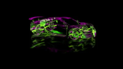 Render 3D animation of the model sportcar on a black background future Stock Footage 249444908