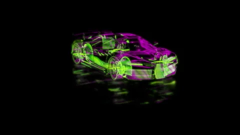 Render 3D animation of the model sportcar on a black background future Stock Footage 249444957