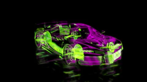 Render 3D animation of the model sportcar on a black background future Stock Footage 249444999