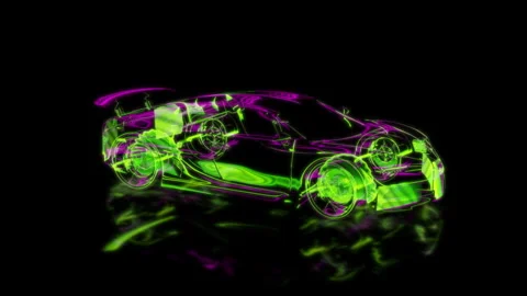 Render 3D animation of the model sportcar on a black background future Stock Footage 249445040