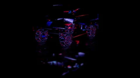 Render 3D animation of the model SUV on a black background future technology Stock Footage 252580198