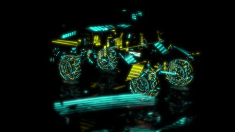 Render 3D animation of the model SUV on a black background future technology Stock Footage 252655404