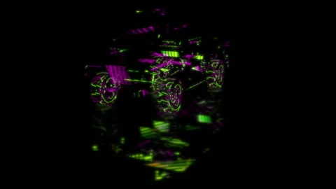 Render 3D animation of the model SUV on a black background future technology Stock Footage 252721069