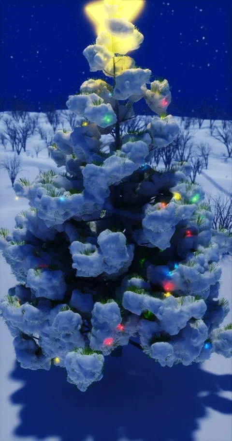 Render 3d animation winter night among trees and dry branches Stock Footage 282746901