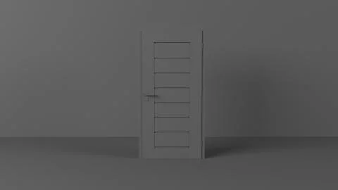Render of 3D Blank Door on Empty Wall Stock Illustration