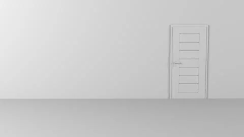 Render of 3D Blank Door on Empty Wall Illustrazione stock
