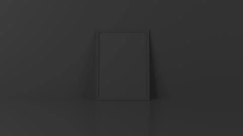 Render of 3D Blank Picture Frames on Empty Wall Stockillustratie