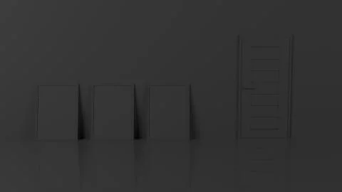 Render of 3D Blank Picture Frames on Empty Wall Illustrazione stock