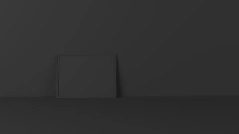Render of 3D Blank Picture Frames on Empty Wall Illustrazione stock