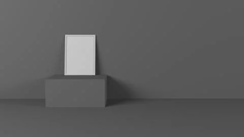 Render of 3D Blank Picture Frames on Empty Wall Stock Illustration