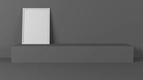 Render of 3D Blank Picture Frames on Empty Wall Stock-Illustration