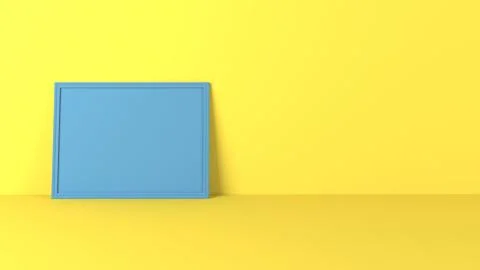 Render of 3D Blank Picture Frames on Empty Wall Stock-Illustration