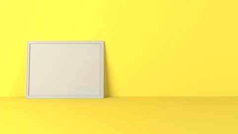 Render of 3D Blank Picture Frames on Empty Wall Stock-Illustration
