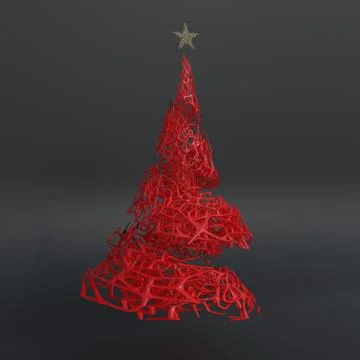 Render of 3D Christmas tree Illustrazione stock