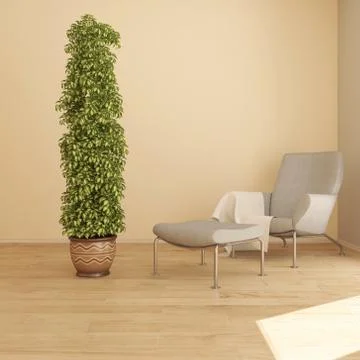Render of 3D contemporary Living Room Interior and modern furniture Stock Illustration