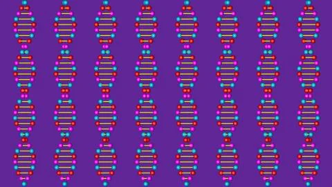 Render 3d DNA model on a purple background Illustrazione stock
