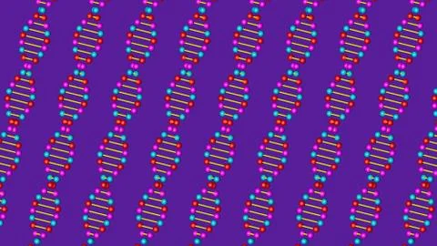 Render 3d DNA model on a purple background Illustrazione stock