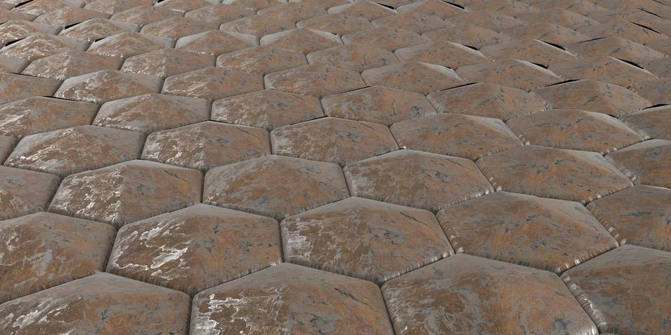 Render of 3D Geometric Abstract Hexagonal Wallpaper Background Stock Illustration