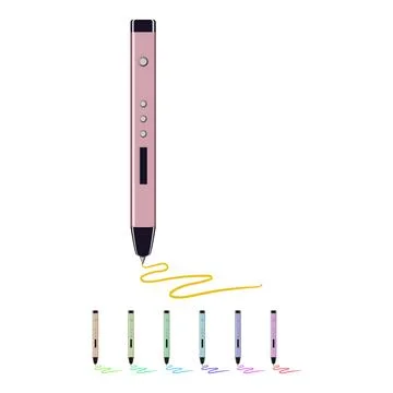 Render 3d pen cartoon vector graphic Stock Illustration