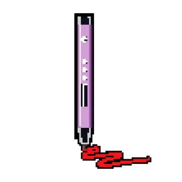 Render 3d pen pixel art vector illustration Stock Illustration