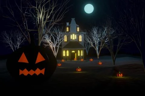 Render 3d Scene from Hallowen Stock Illustration