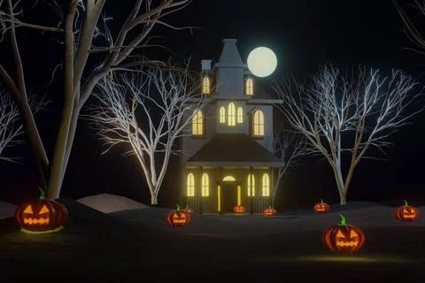 Render 3d Scene from Hallowen Stock Illustration
