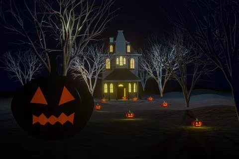Render 3d Scene from Hallowen Stock Illustration