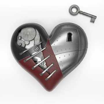 Render of 3d Steampunk styled heart Stock Illustration