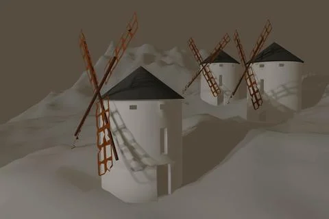 Render 3D windmills Stock Illustration