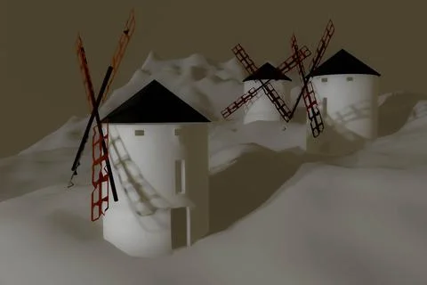 Render 3D windmills Stock Illustration
