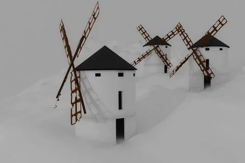 Render 3D windmills Stock Illustration